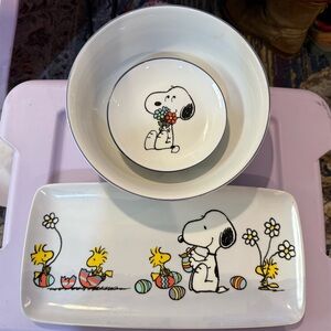 Peanuts Easter Ceramic Plate and Bowl Set